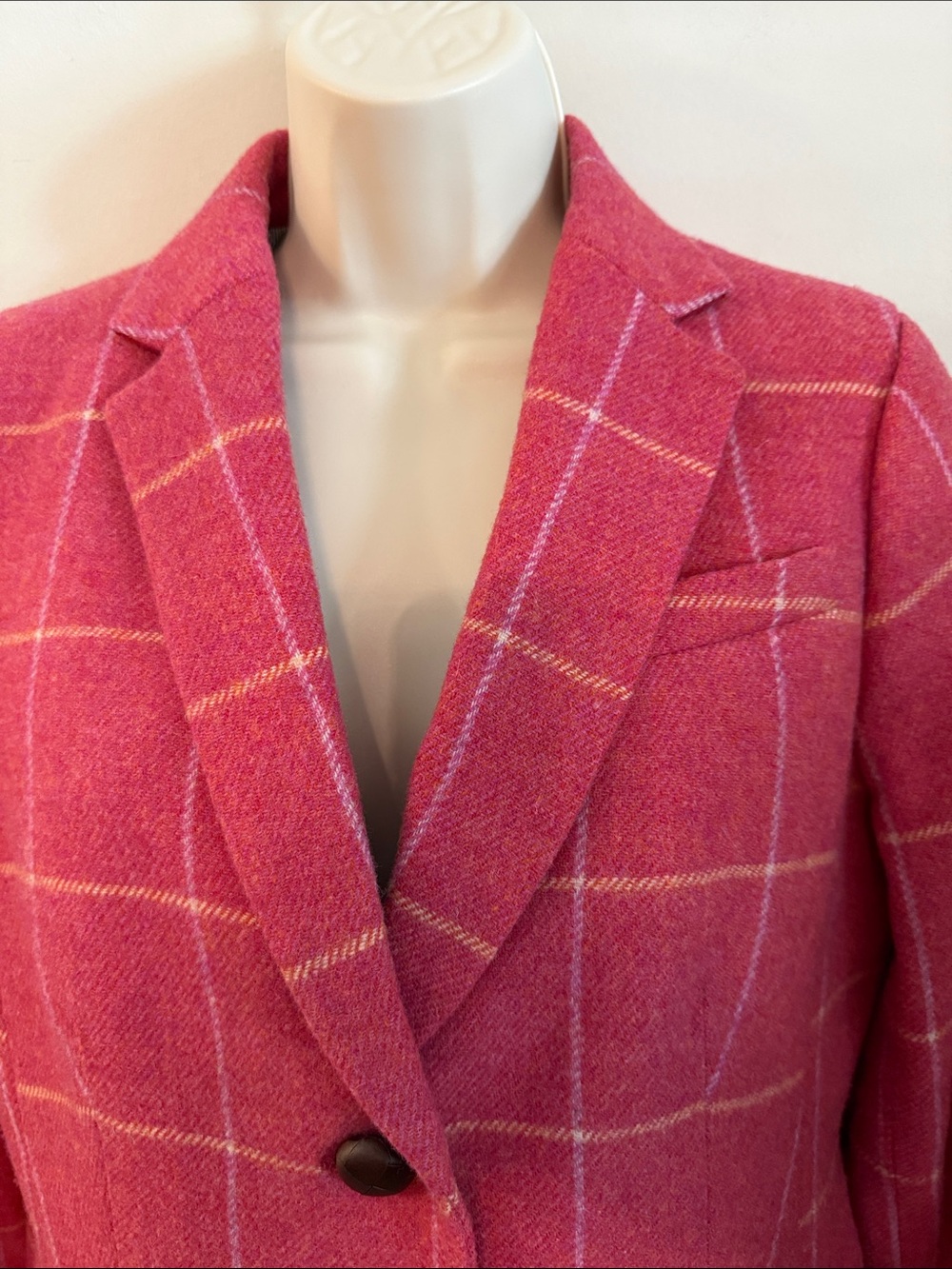 Talbots Pink Shetland Windowpane Wool-Blend Blazer 12 Petite Classic Preppy - Picture 6 of 16